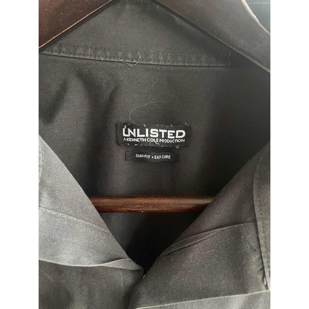 Kenneth Cole New York Men's Size Lg Dress Shirt Black Button Down - Picture 4 of 5